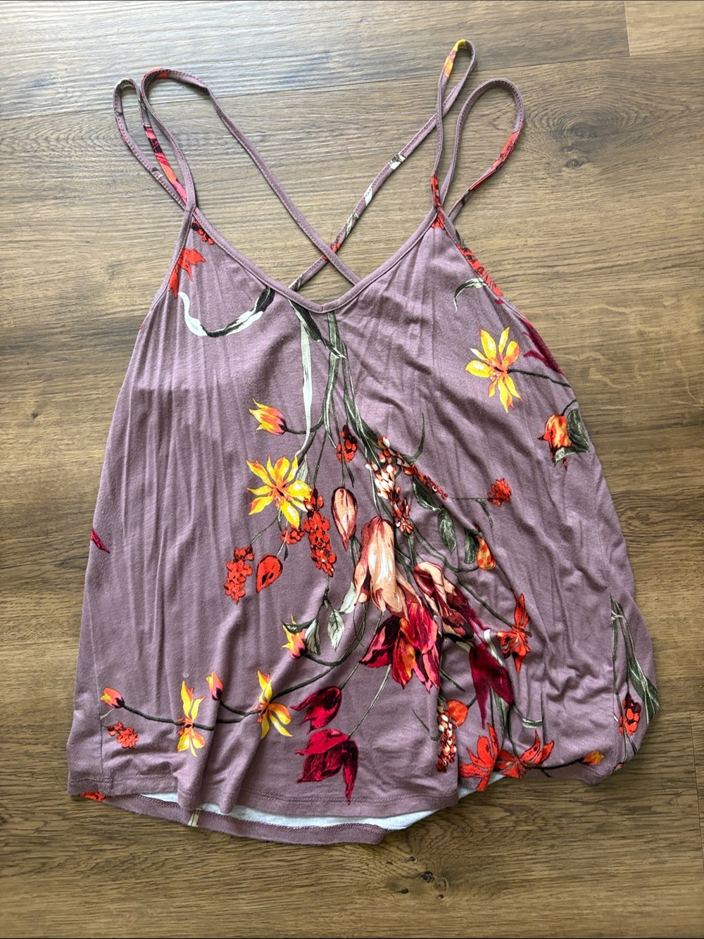 Papermoon Lavender Floral Crisscross Strap Camisole